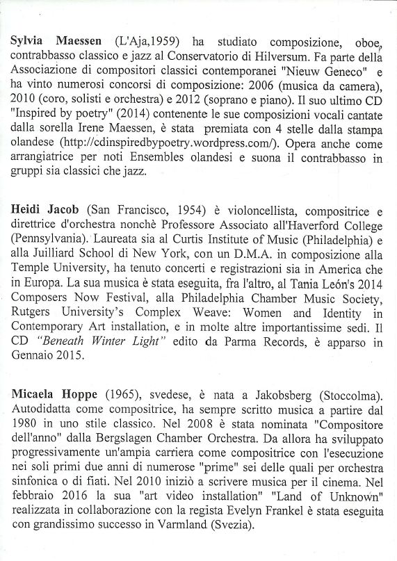 Programme for concert in Padua