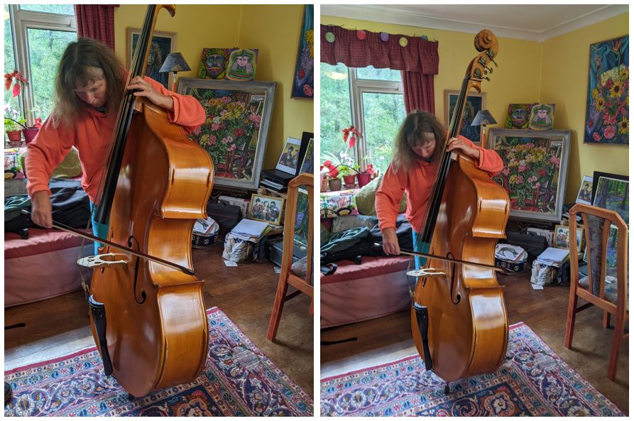 Fiona playing Dave Ayre's Double Bass