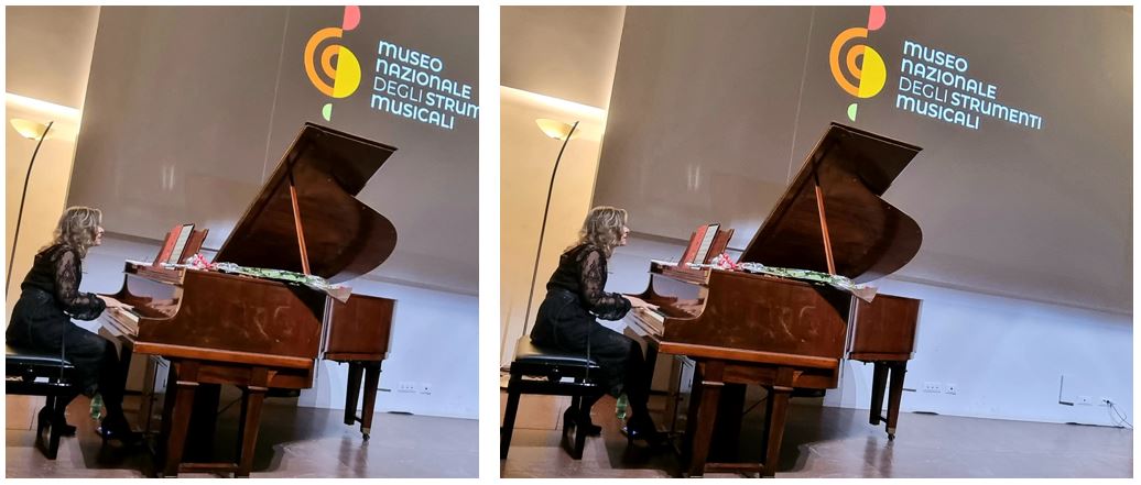 Maggie Lorelli playing the Piano