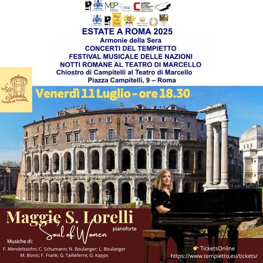 Poster for Concert in Rome- Maggie S Lorelli performing her reading concert, 'Soul of Women'