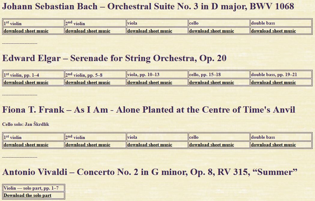 Programme for Jan Skrdlik's course in Moravia