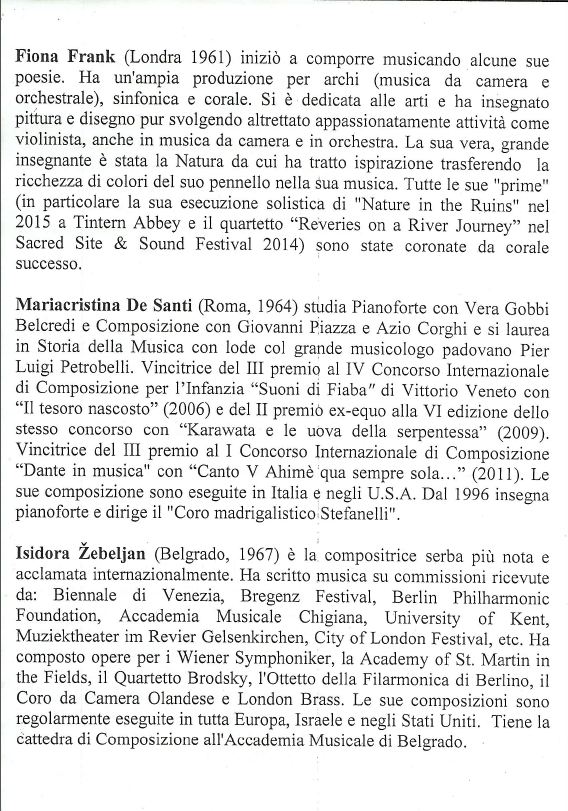 Programme for concert in Padua