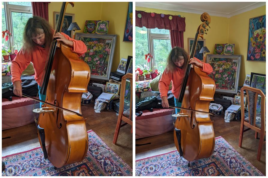 Fiona playing Dave Ayre's Double Bass