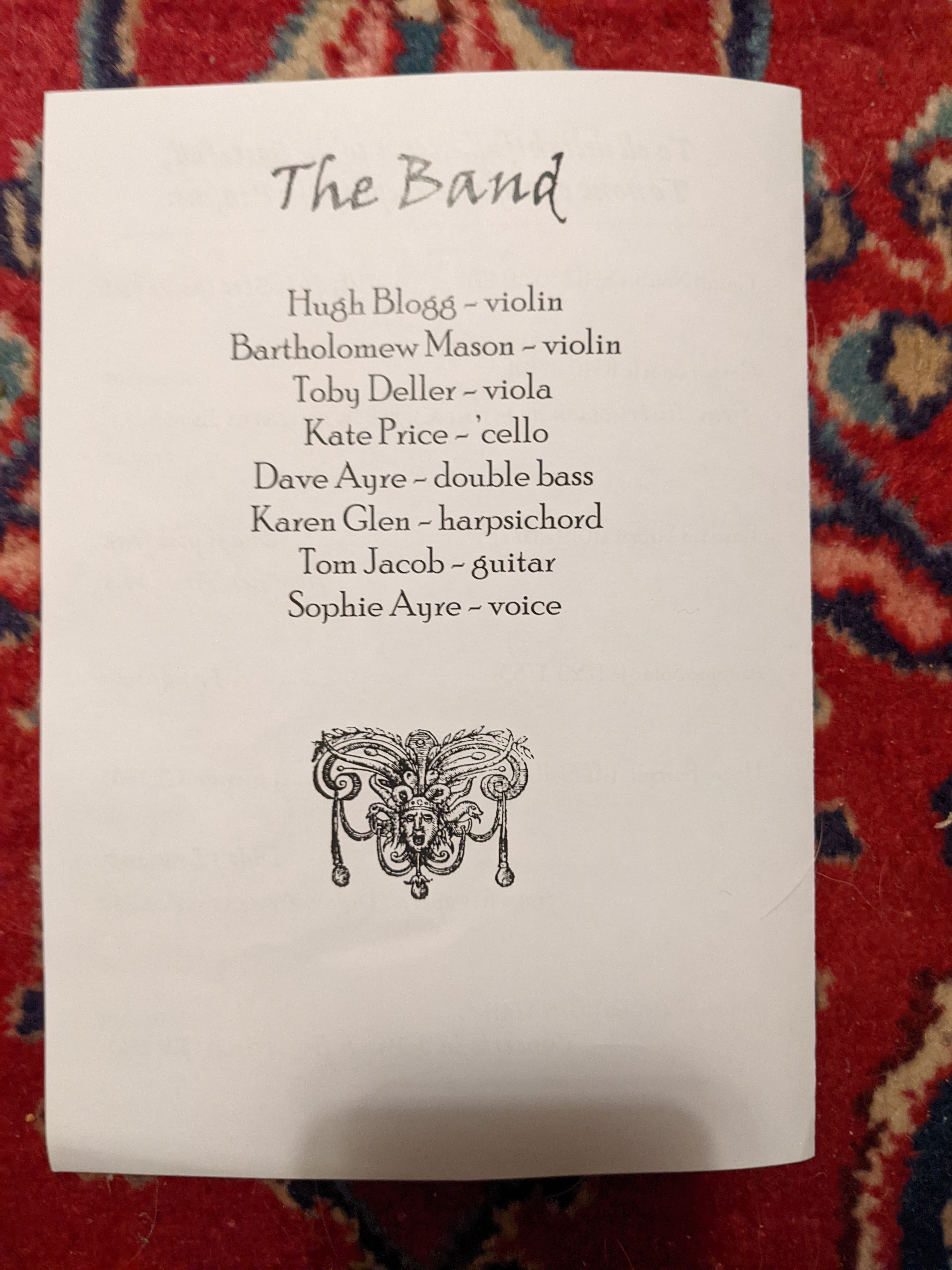 Programme Back Cover