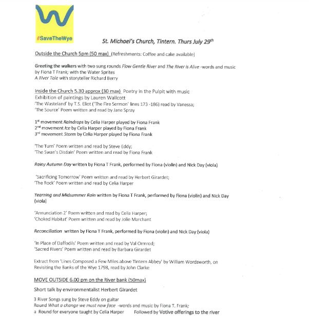 Programme for St Michaels Church event with Violin and Viola Duets
