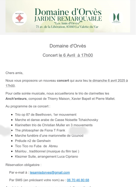 Trio les Anch'enteurs concert Programme including the Philospher's stroll