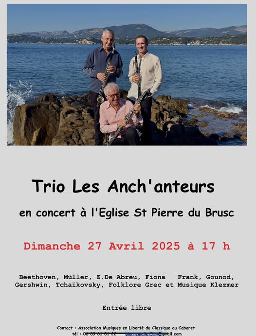 Flyer for the Trio Concert at l'eglise St. Pierre de Brusc