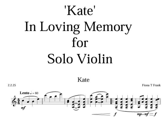 'Kate' for David Juritz for the 'Bach on the bank' concert