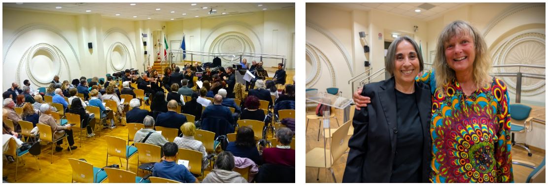 (L)General view of the auditorium; (R)Grazia Bonasia (conductor) with Fiona Frank