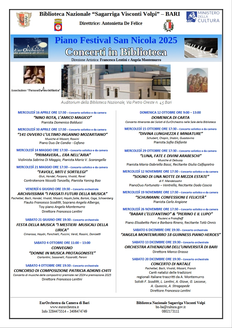 Bari 'Concerti in Biblioteca' 2025 Season Poster2